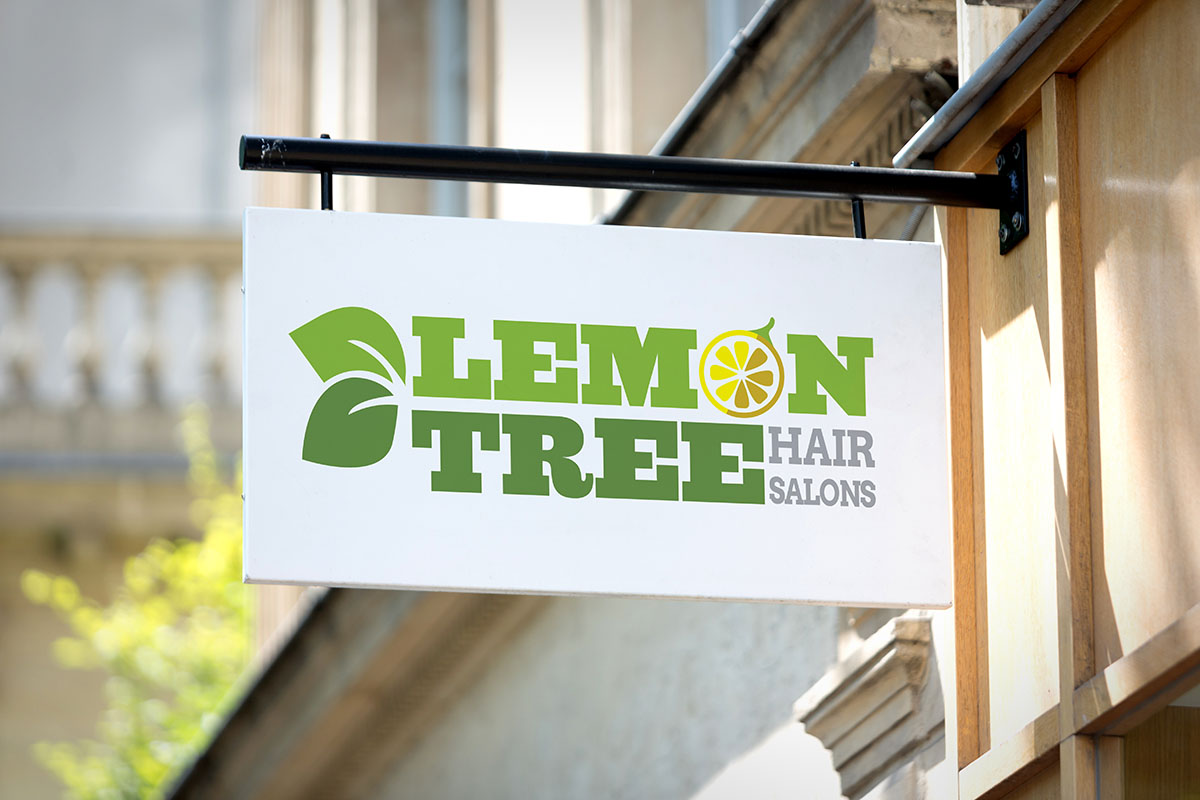 A Lemon Tree Hair Salons storefront sign.